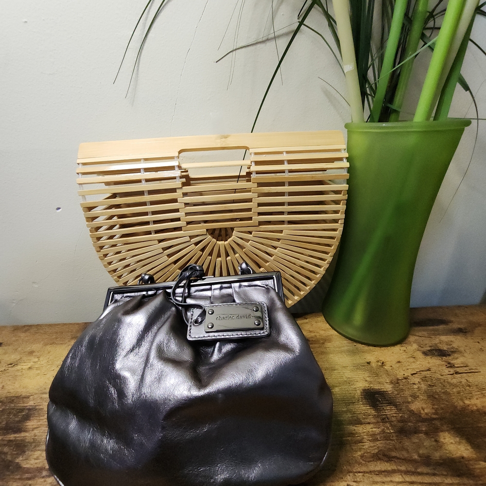 Charles David Metallic Silver Clutch
